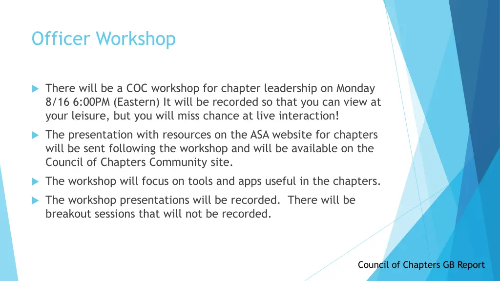 officer workshop