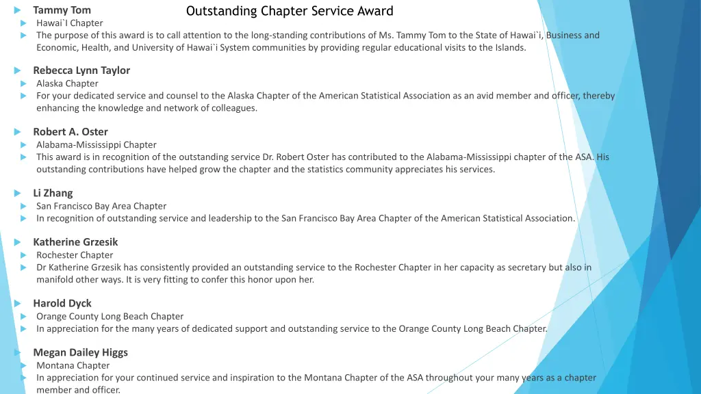 outstanding chapter service award