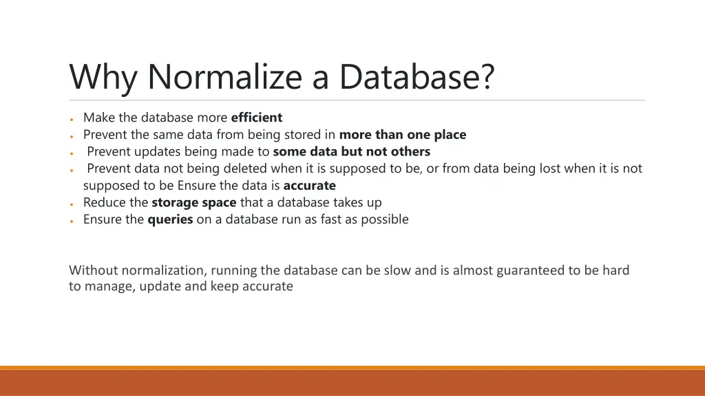 why normalize a database