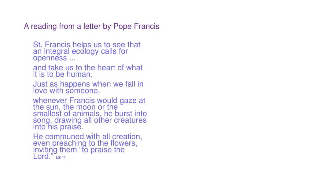 a reading from a letter by pope francis