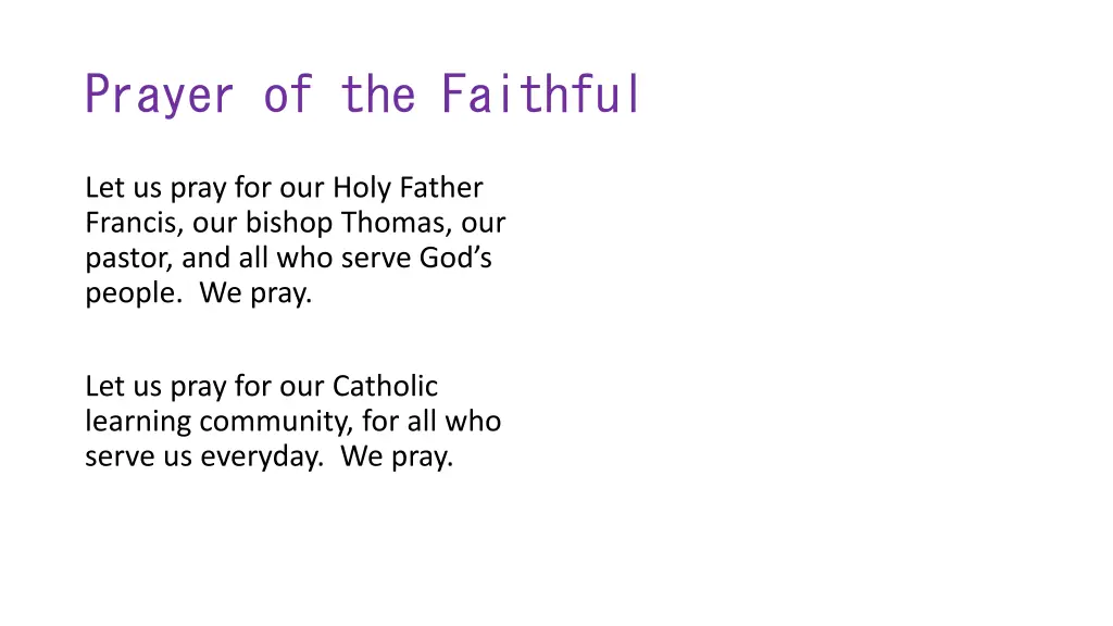 prayer of the faithful