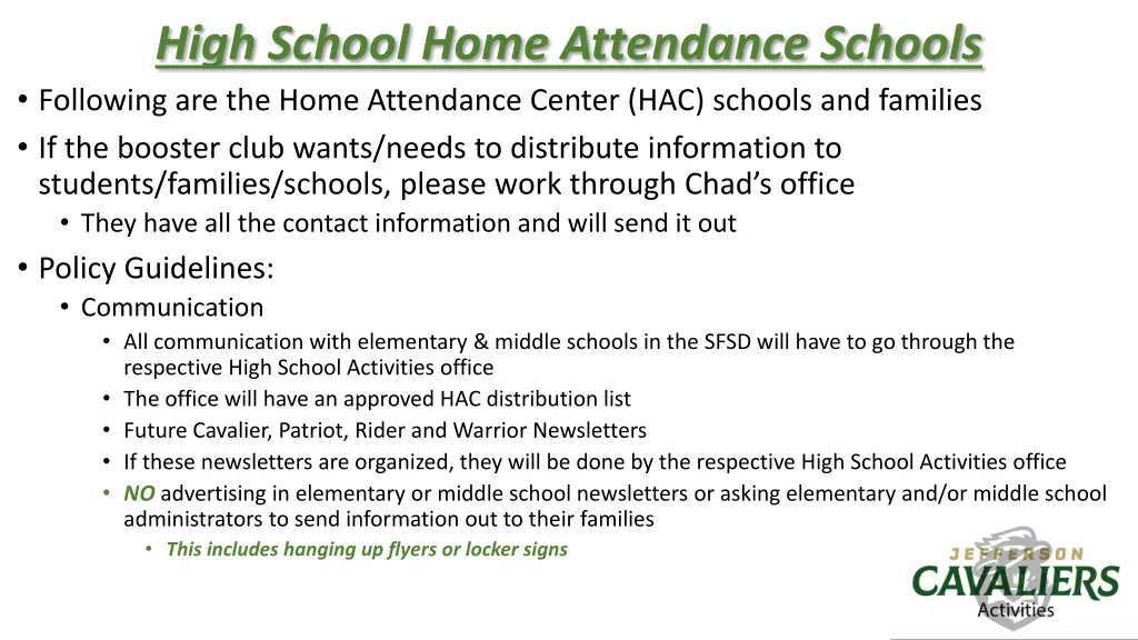 high school home attendance schools following