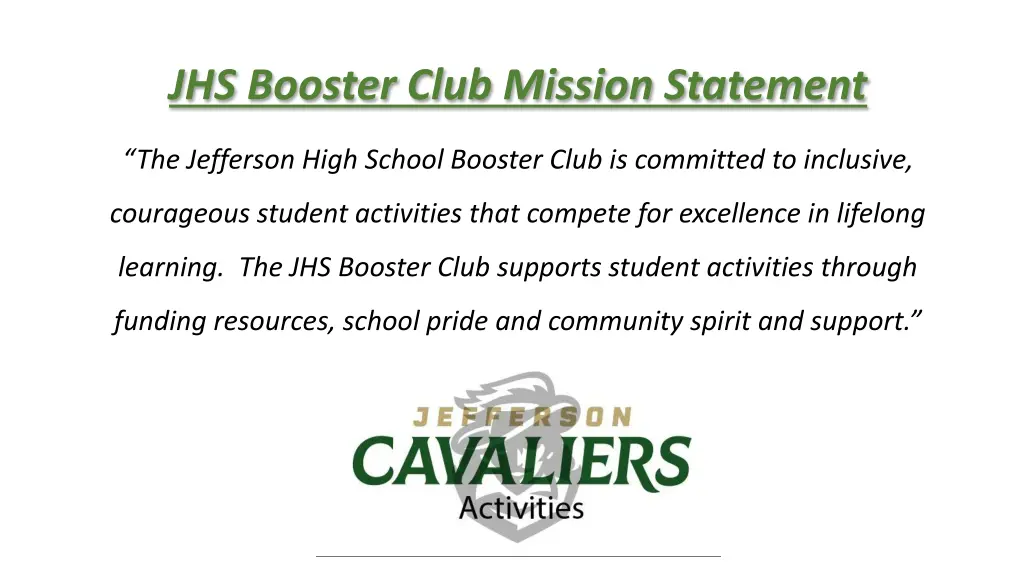 jhs booster club mission statement