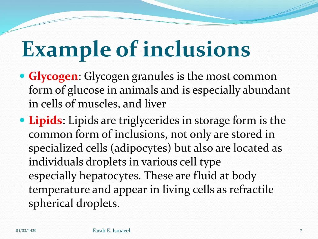example of inclusions