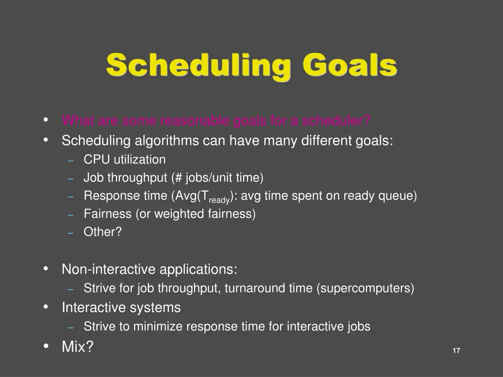scheduling goals
