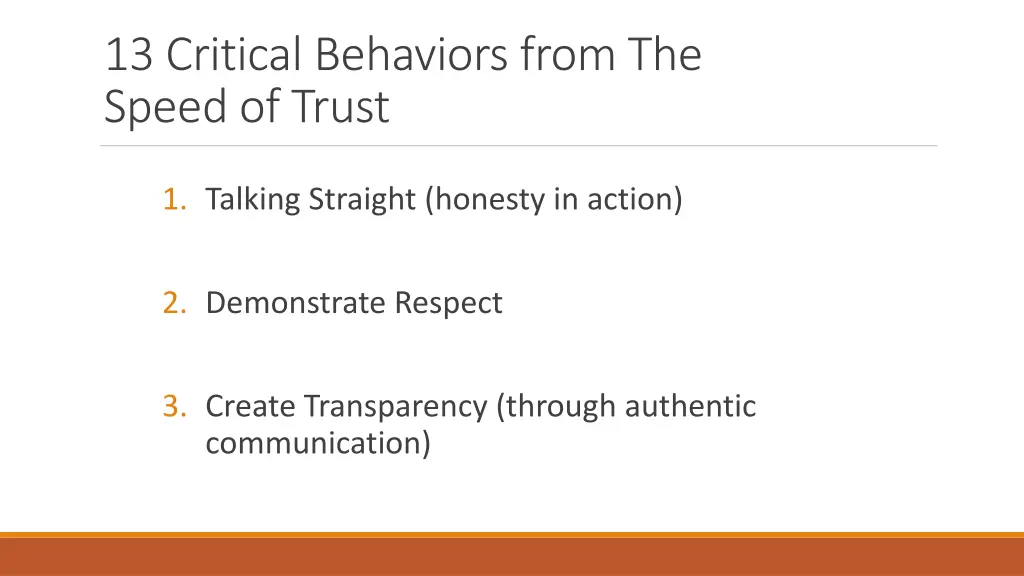 13 critical behaviors from the speed of trust