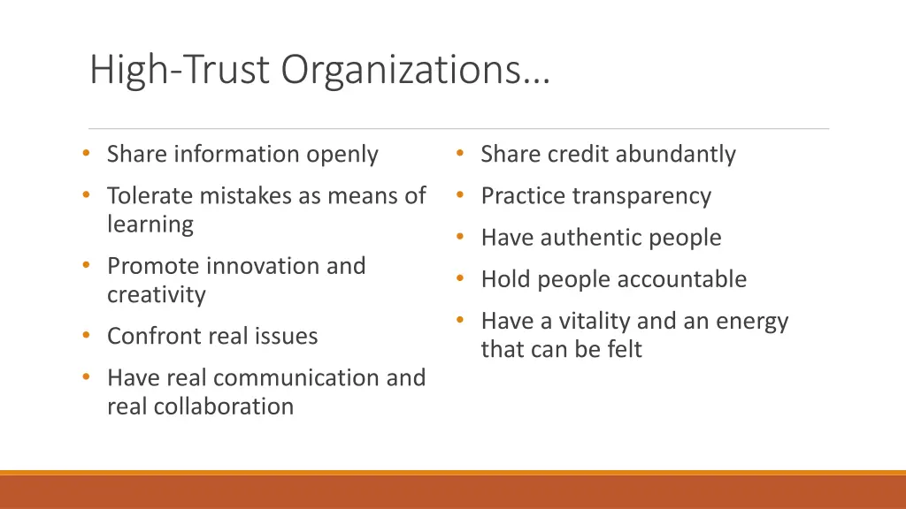 high trust o rganizations