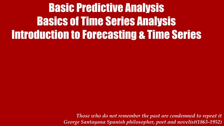 basic predictive analysis basics of time series
