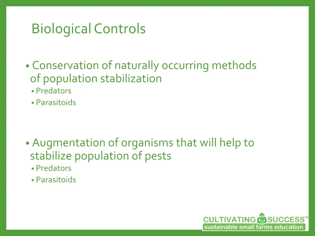 biological controls