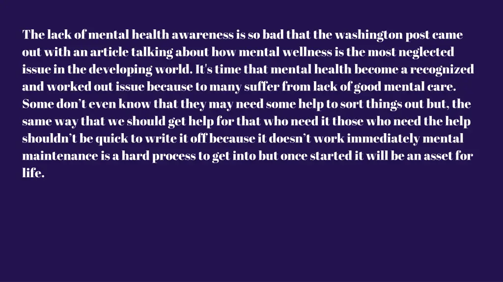 the lack of mental health awareness
