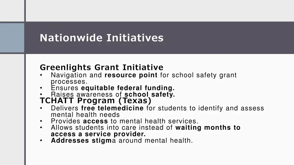 nationwide initiatives