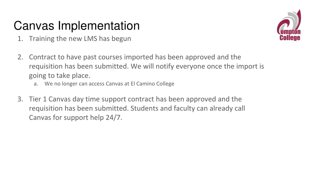 canvas implementation 1 training