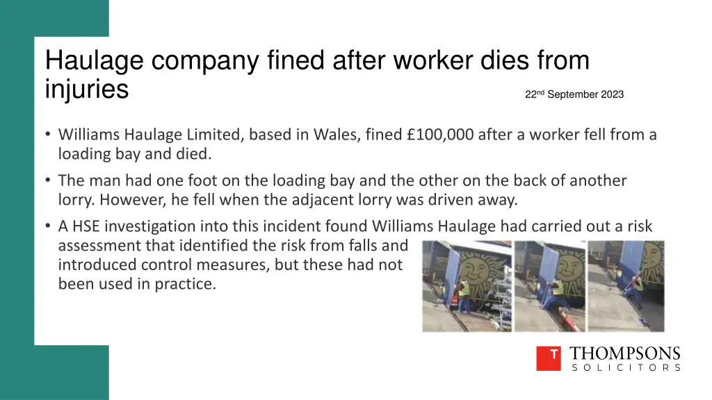 haulage company fined after worker dies from
