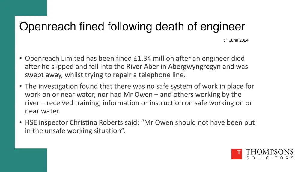 openreach fined following death of engineer