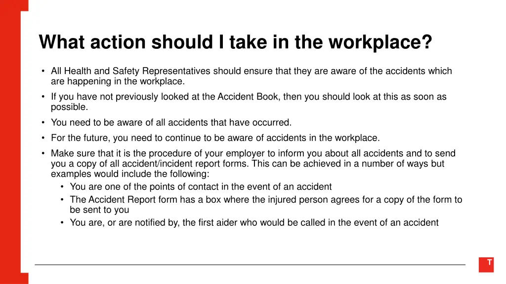 what action should i take in the workplace