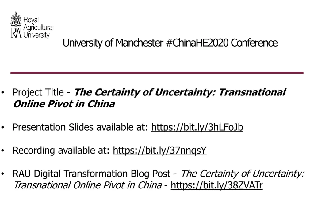university of manchester chinahe2020 conference