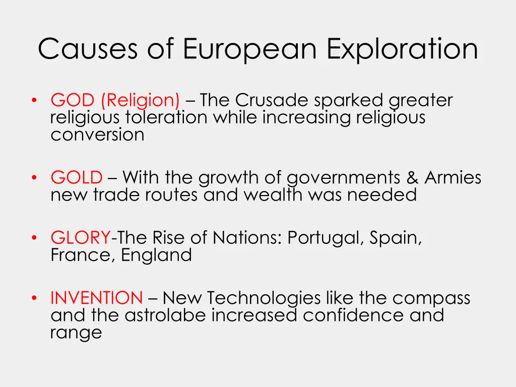 causes of european exploration