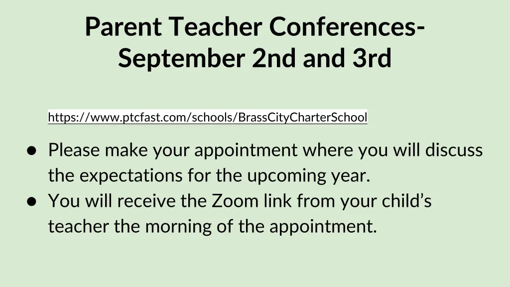parent teacher conferences september 2nd and 3rd