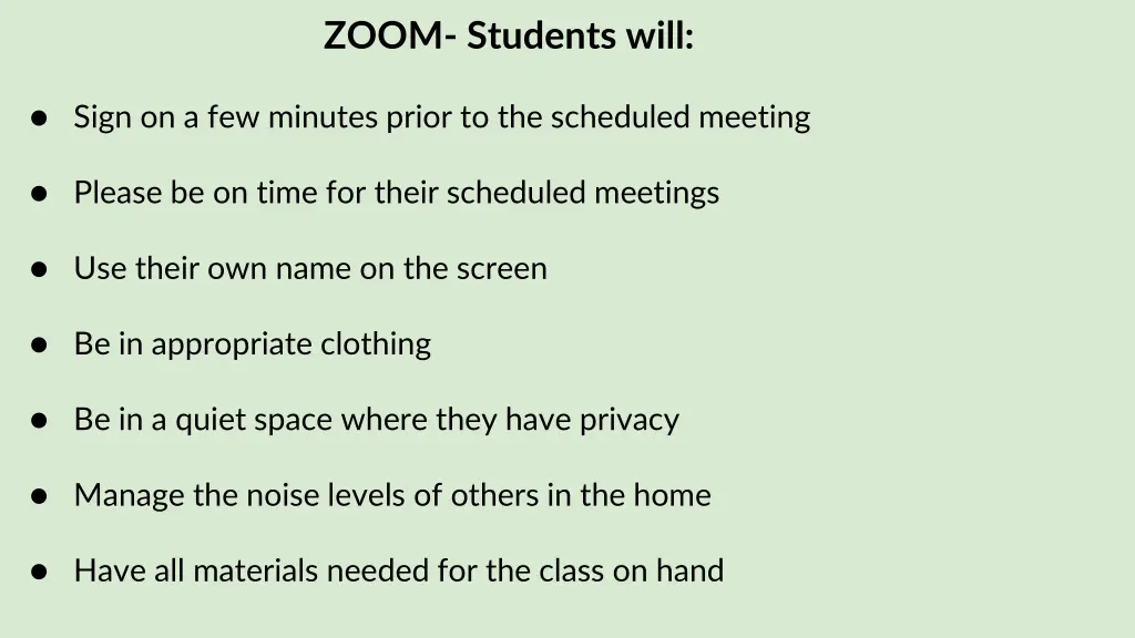 zoom students will