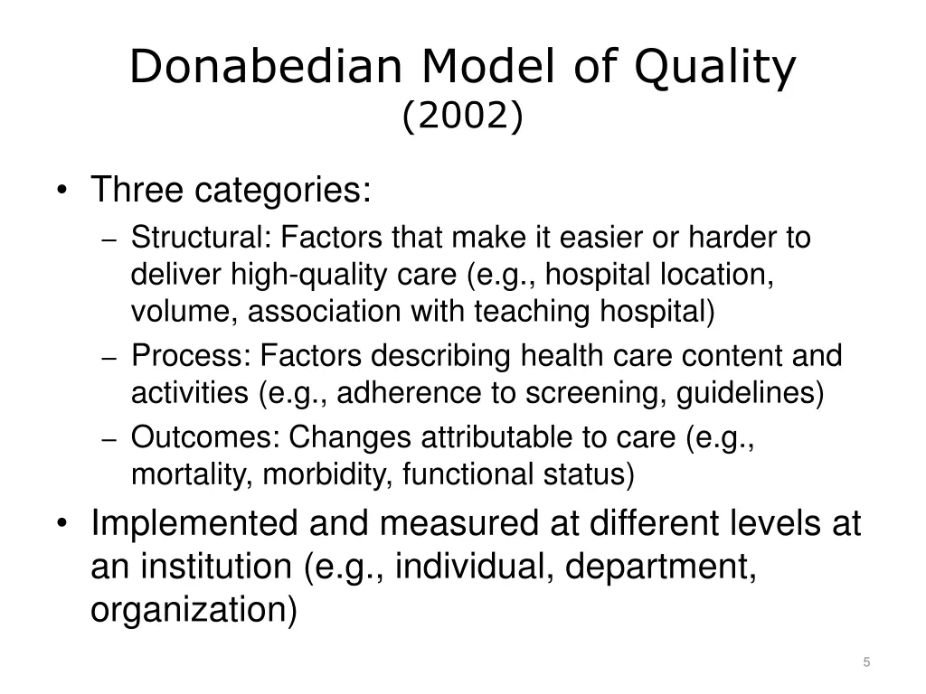 donabedian model of quality 2002