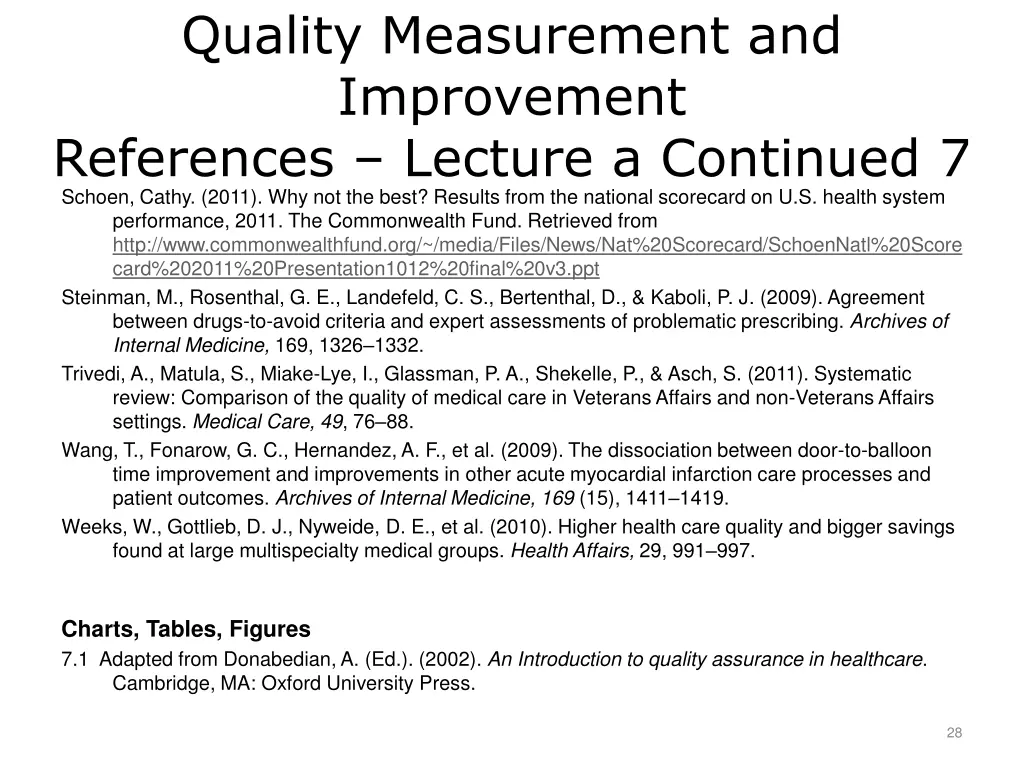 quality measurement and improvement references 7