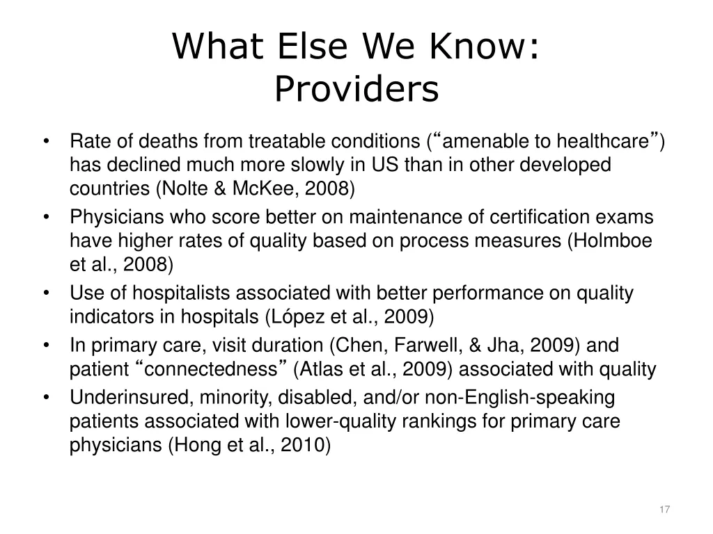 what else we know providers