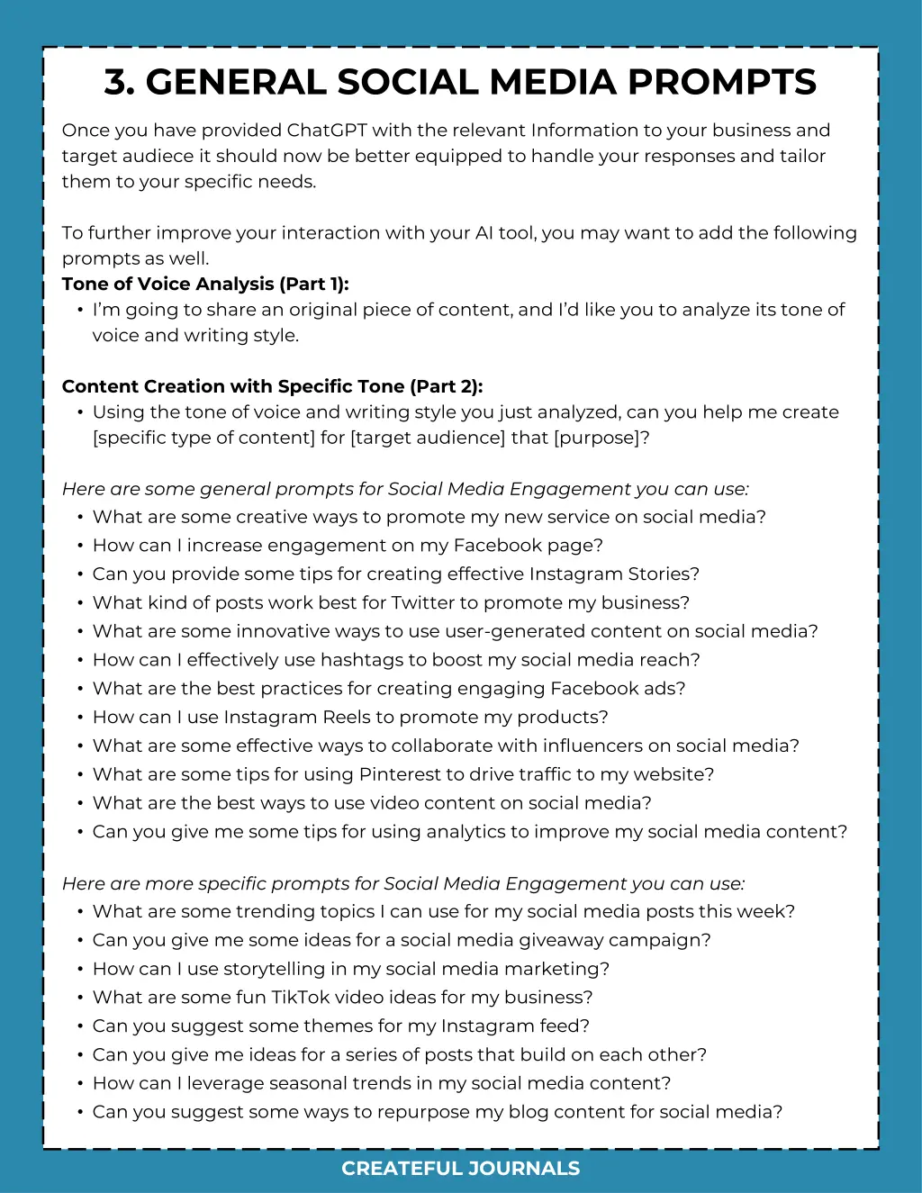 3 general social media prompts