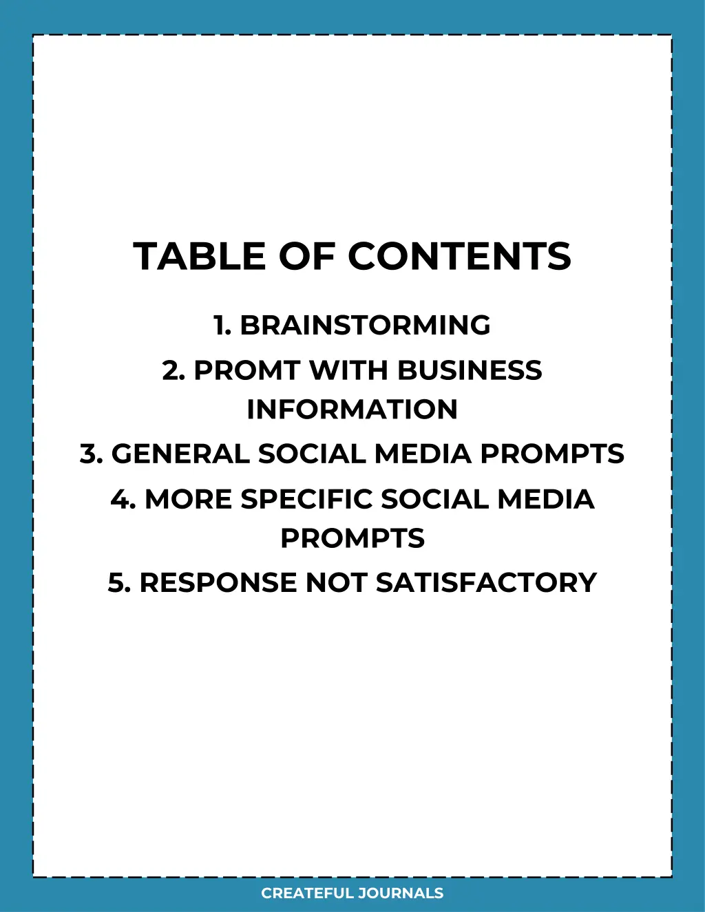 table of contents