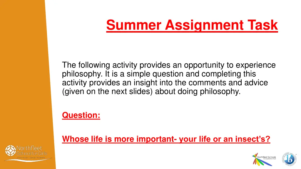 summer assignment task