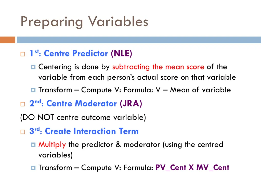 preparing variables