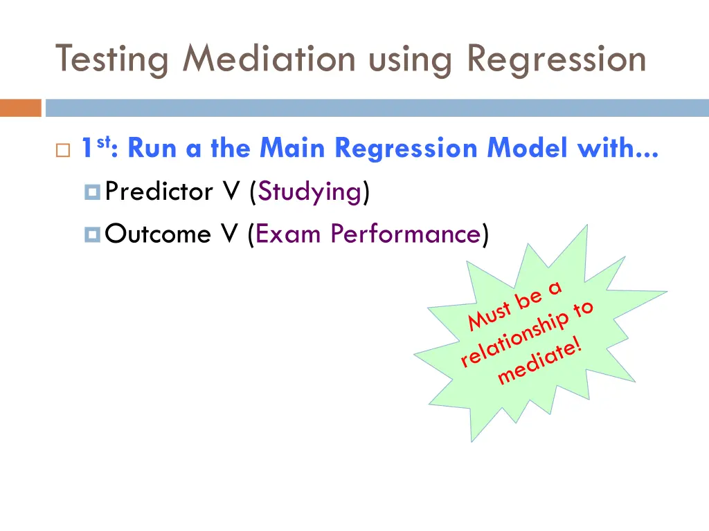 testing mediation using regression