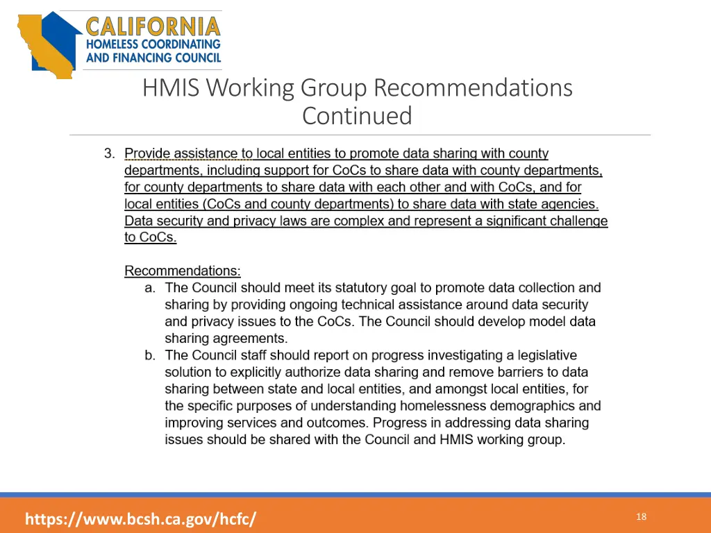 hmis working group recommendations continued 1