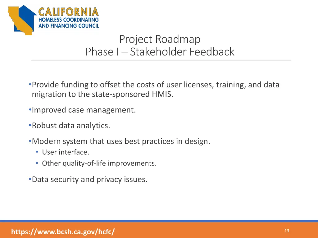 project roadmap phase i stakeholder feedback
