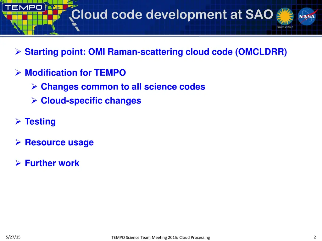 cloud code development at sao