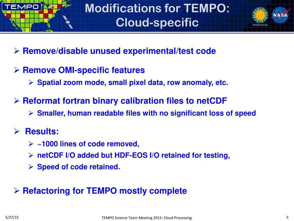 modifications for tempo cloud specific