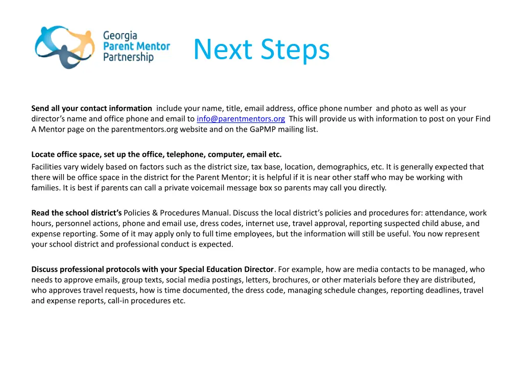 next steps