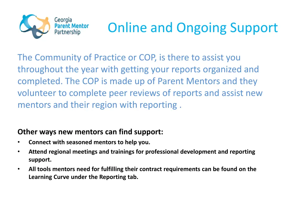 online and ongoing support