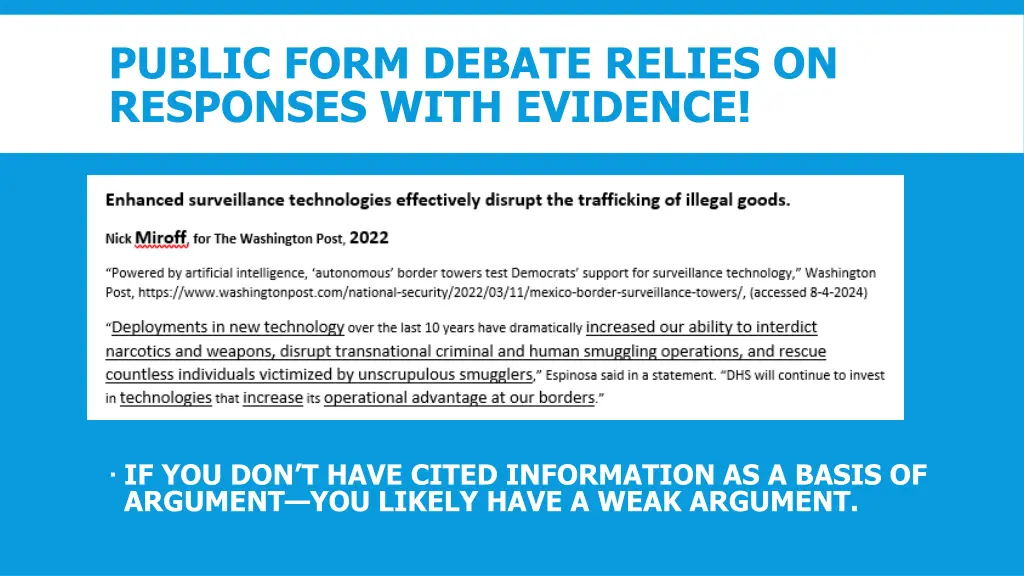 public form debate relies on responses with