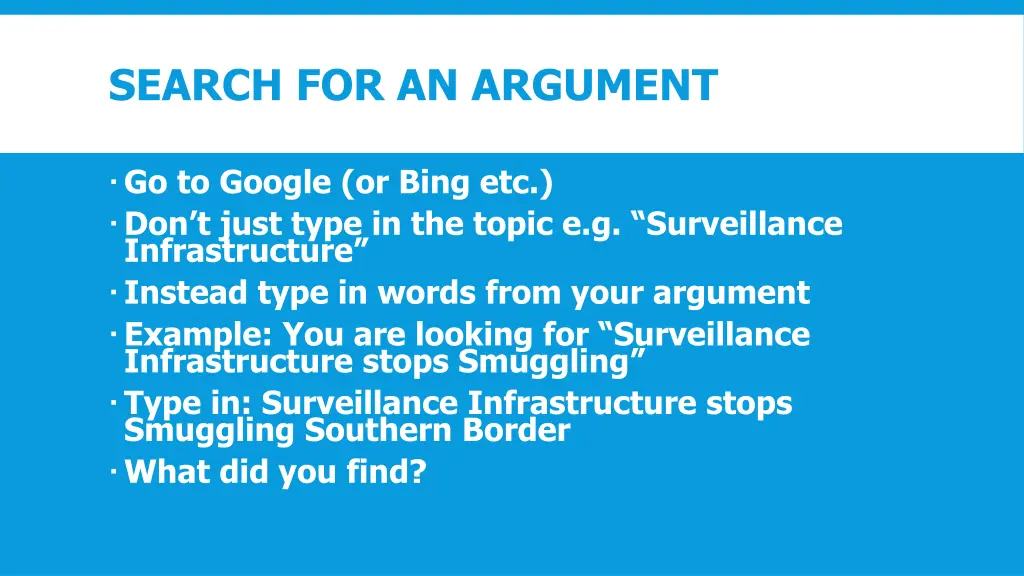 search for an argument