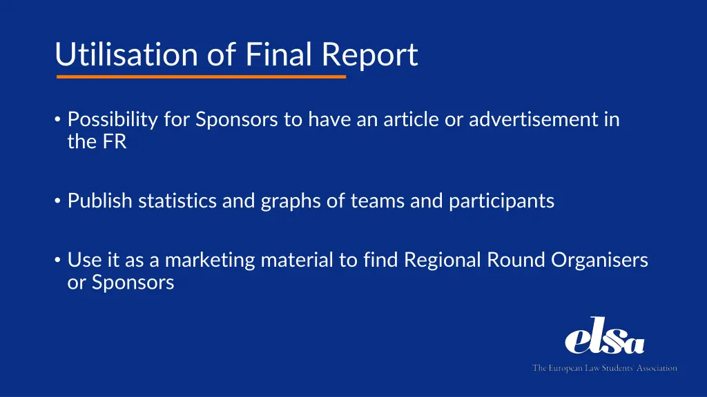 utilisation of final report