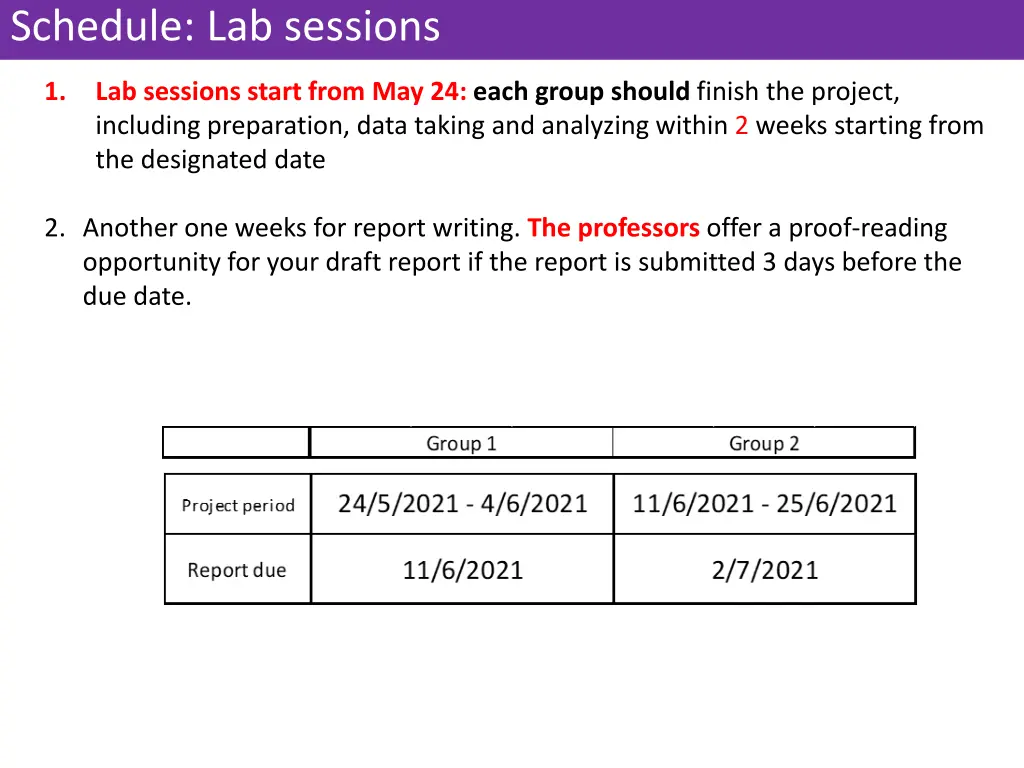 schedule lab sessions