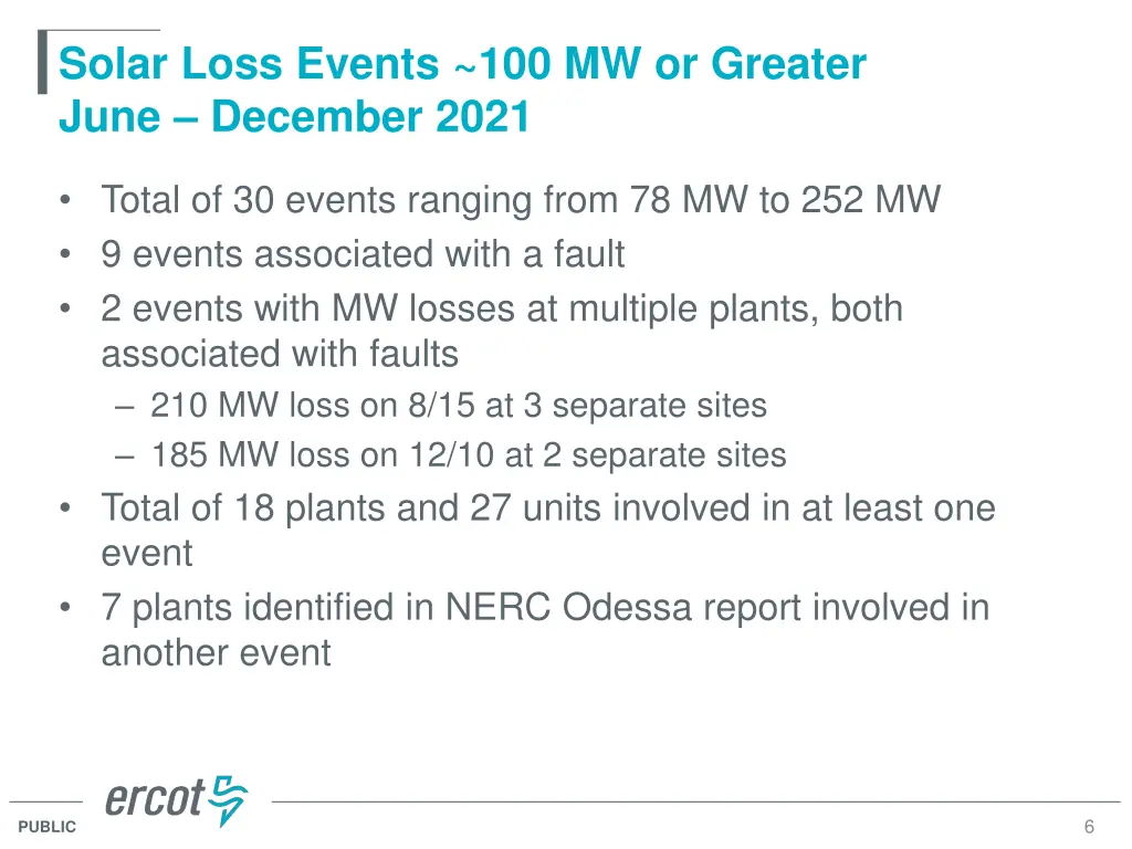 solar loss events 100 mw or greater june december 1