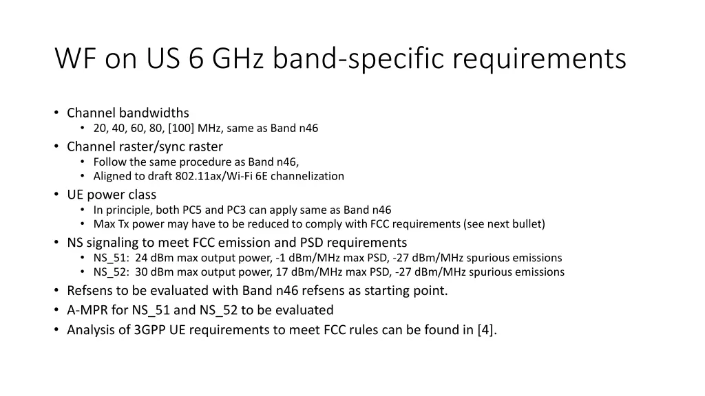 wf on us 6 ghz band specific requirements