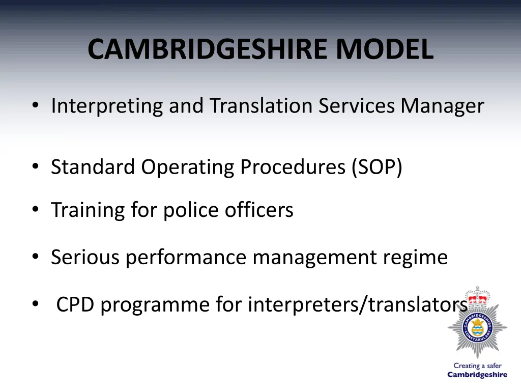 cambridgeshire model