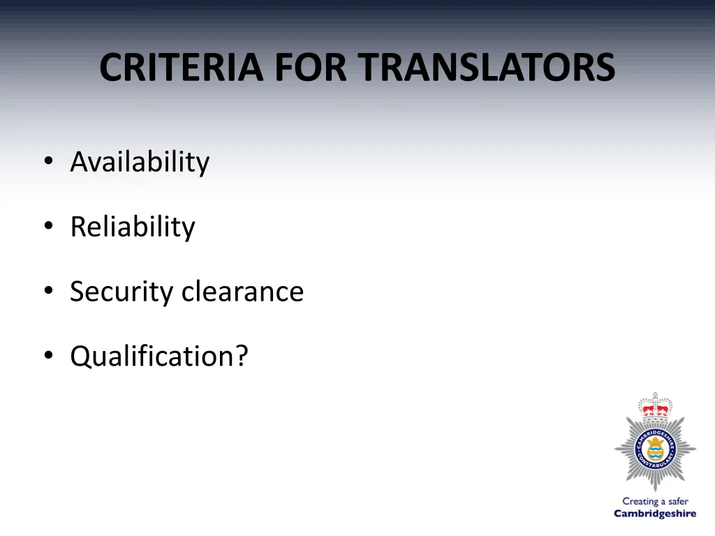 criteria for translators