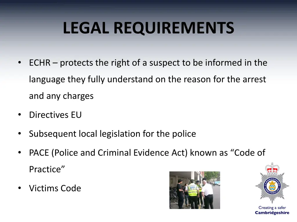 legal requirements