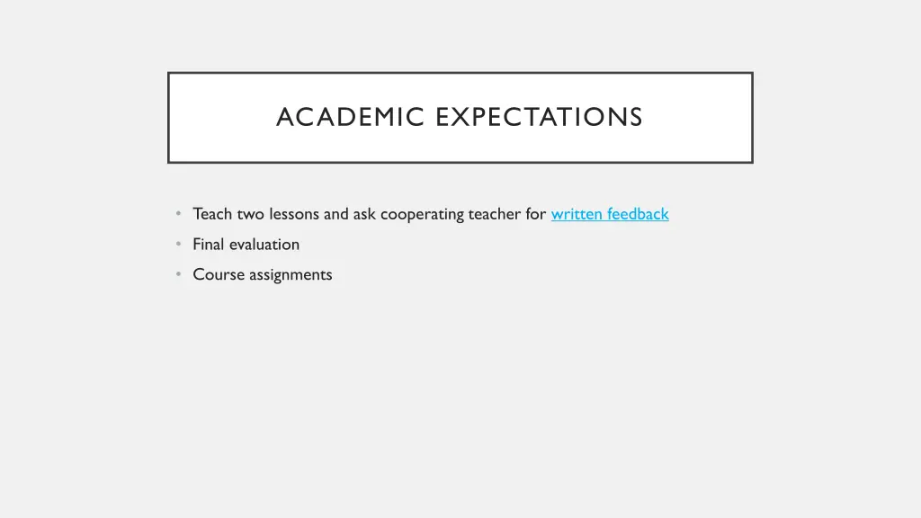 academic expectations