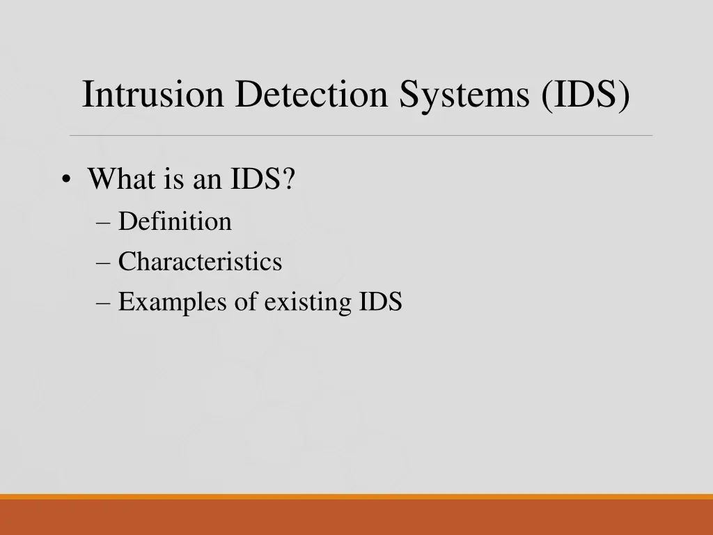 intrusion detection systems ids