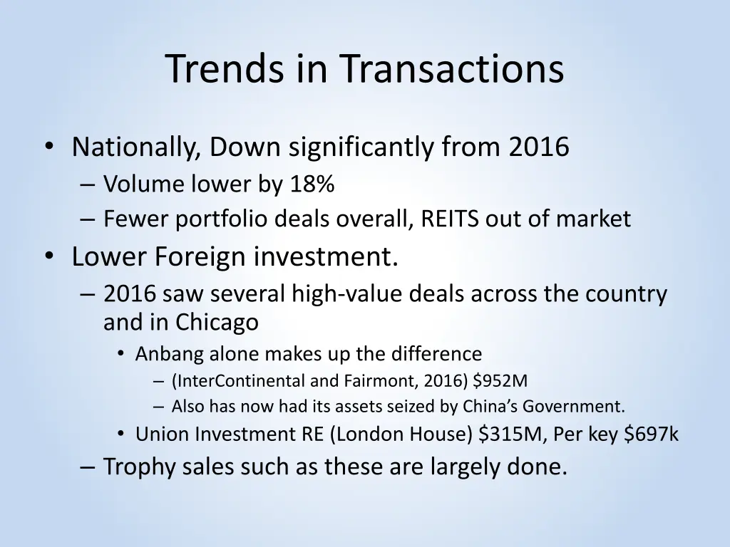 trends in transactions