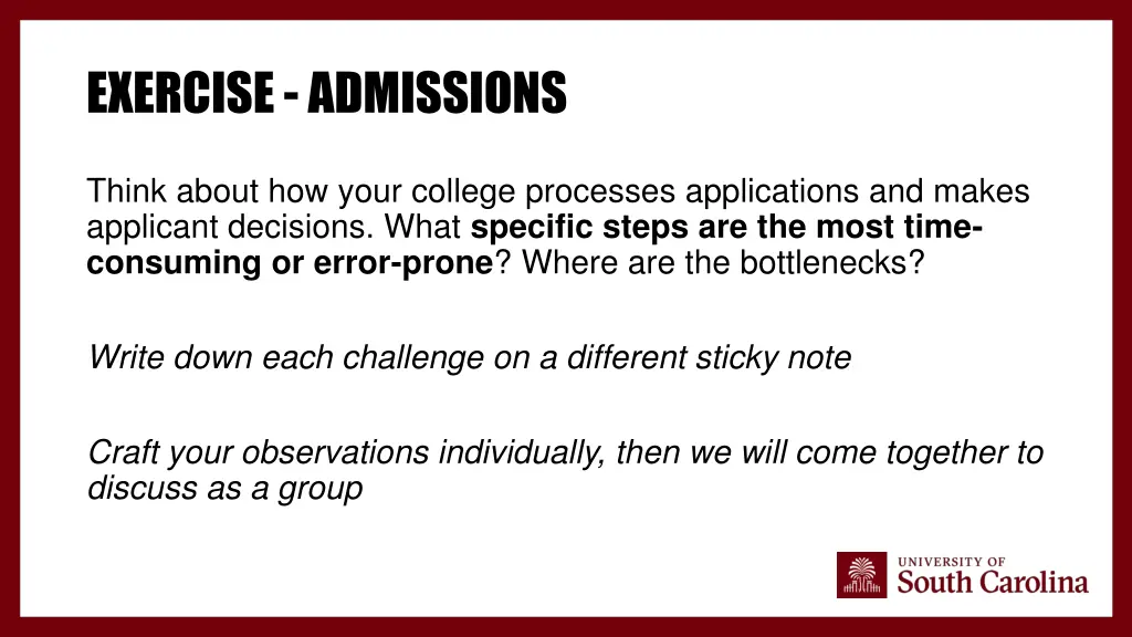 exercise admissions
